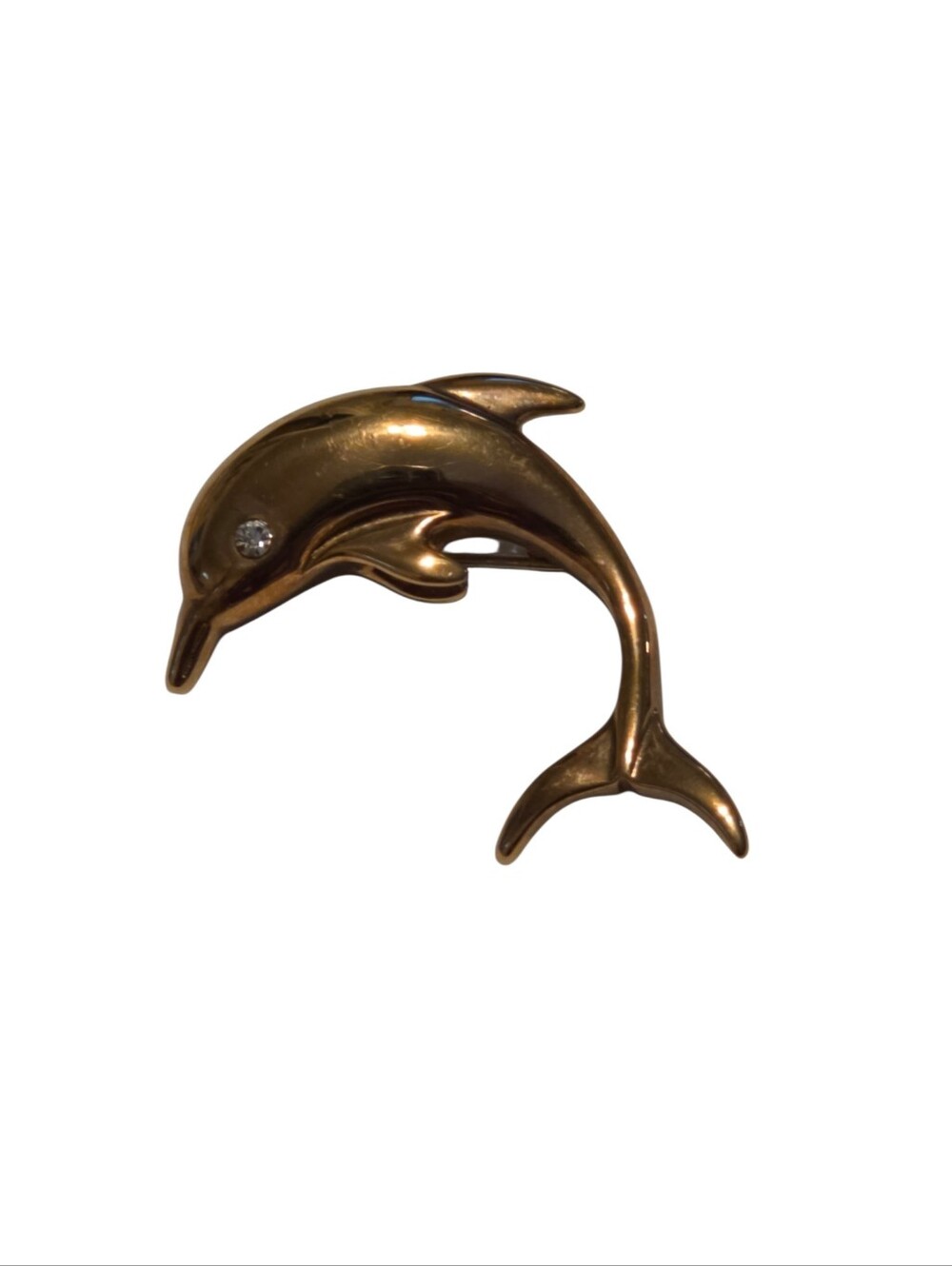 Vintage Gold Tone Dolphin Brooch Nautical Ocean Animal Pin Minimalist Jewelry